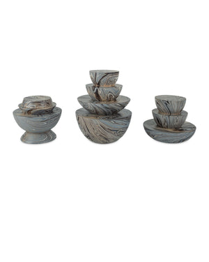Currey & Company Marbleized Stacking Wood Box Set Hand Finished Sculptural Organizers for Shelves 1200-1049