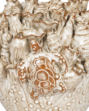 Currey & Company Tidal Hand-Carved Ceramic Vase with Coastal Sculpted Sea Creature Relief by Women Artisans Medium 1200-1053