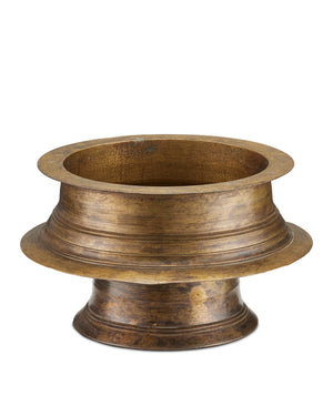 Currey & Company Tanjore Solid Brass Antique Finish Ritual Bowl Handcast Southern Indian Accent Piece 1200-1054
