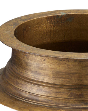Currey & Company Tanjore Solid Brass Antique Finish Ritual Bowl Handcast Southern Indian Accent Piece 1200-1054