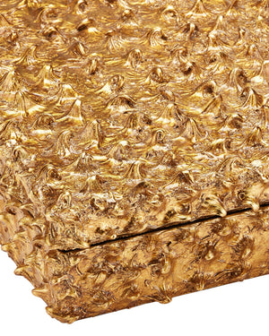 Currey & Company Hazlitt Gold Leaf Paper Box Handcrafted Wood Core with Sculpted Dimpled Texture 1200-1055