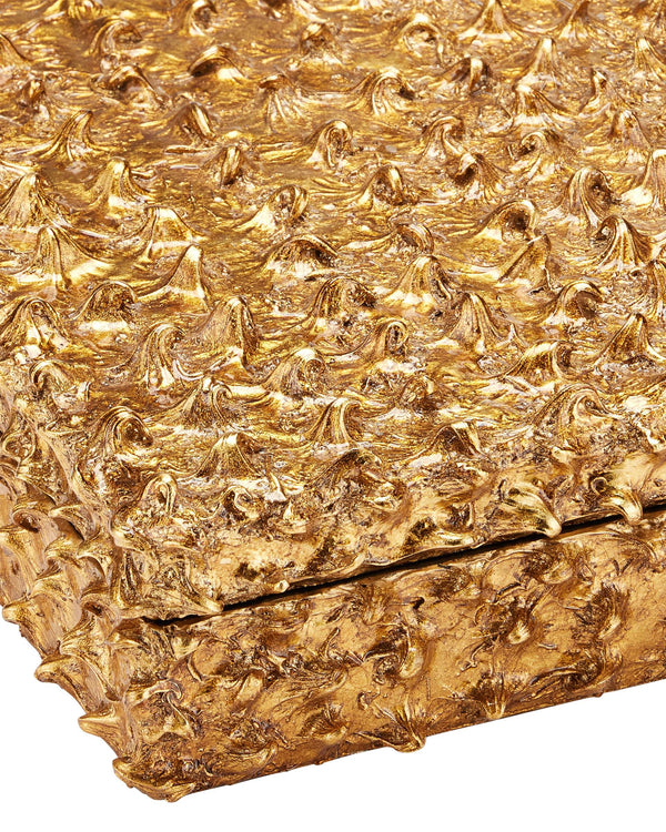Currey & Company Hazlitt Gold Leaf Paper Box Handcrafted Wood Core with Sculpted Dimpled Texture 1200-1055