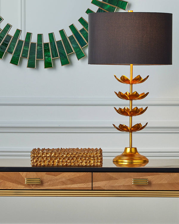 Currey & Company Hazlitt Gold Leaf Paper Box Handcrafted Wood Core with Sculpted Dimpled Texture 1200-1055