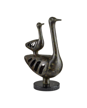 Currey & Company Duck Family Cast Bronze Sculpture with Antique Patina for Shelves and Entryway Decor 1200-1057