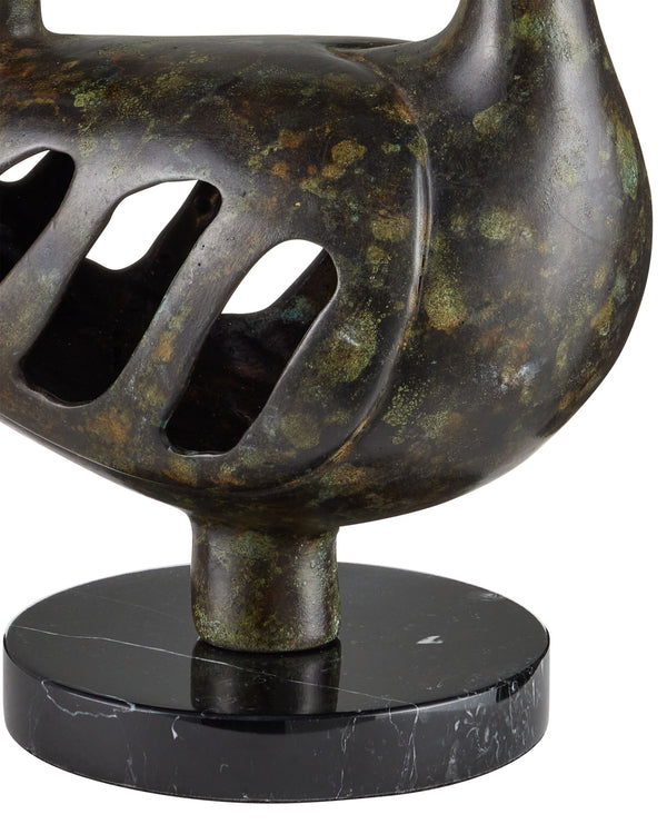 Currey & Company Duck Family Cast Bronze Sculpture with Antique Patina for Shelves and Entryway Decor 1200-1057