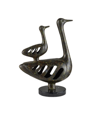 Currey & Company Duck Family Cast Bronze Sculpture with Antique Patina for Shelves and Entryway Decor 1200-1057