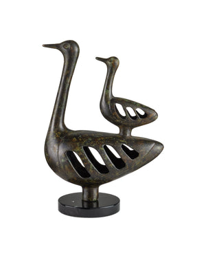Currey & Company Duck Family Cast Bronze Sculpture with Antique Patina for Shelves and Entryway Decor 1200-1057