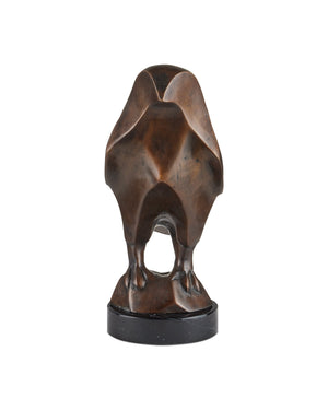 Currey & Company Horus Cast Bronze Hawk Sculpture on Marble Base Egyptian Inspired Decorative Art 1200-1058