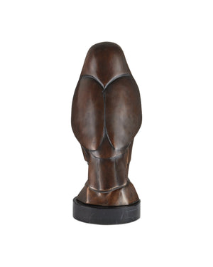 Currey & Company Horus Cast Bronze Hawk Sculpture on Marble Base Egyptian Inspired Decorative Art 1200-1058