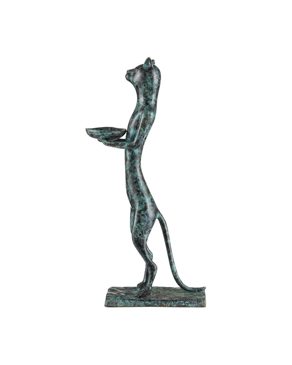 Currey & Company Bastet Egyptian Goddess Cat Sculpture Cast Bronze with Verdigris Granite Finish 1200-1059