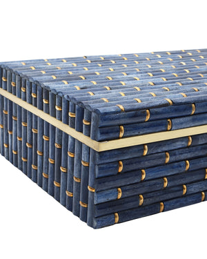 Currey & Company Midnight Acacia Wood Nesting Boxes with Indigo Bone Inlay Bamboo Pattern Set of 2 1200-1060