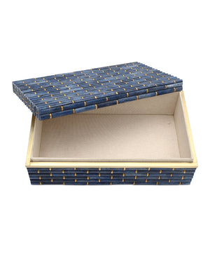 Currey & Company Midnight Acacia Wood Nesting Boxes with Indigo Bone Inlay Bamboo Pattern Set of 2 1200-1060