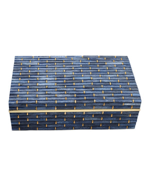 Currey & Company Midnight Acacia Wood Nesting Boxes with Indigo Bone Inlay Bamboo Pattern Set of 2 1200-1060