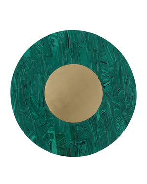 Currey & Company Transformation Malachite Style Round Decorative Box with Brass Accent and Glossy Interior 1200-1061