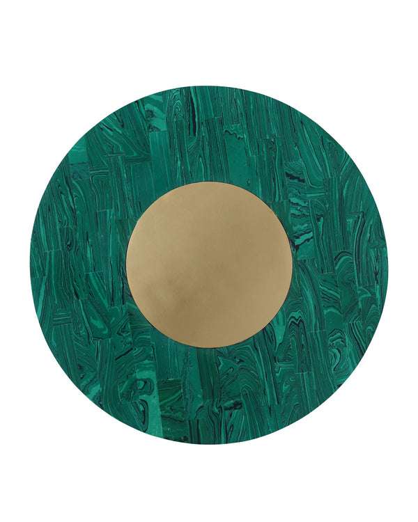 Currey & Company Transformation Malachite Style Round Decorative Box with Brass Accent and Glossy Interior 1200-1061