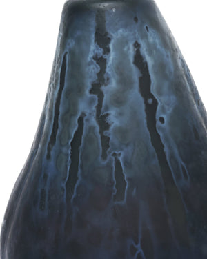Currey & Company Glass Mouth-Blown Sculptural Pear Duo with Brass Stems Matte Blue Artisan Accent 1200-1062