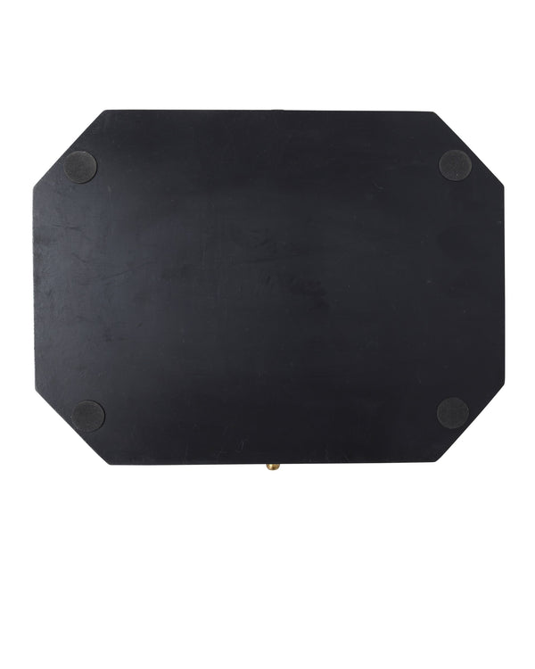 Currey & Company Glasshouse Hand-Painted Tole Iron Tray Set Graduated Floral Gold on Black Decor 1200-1063