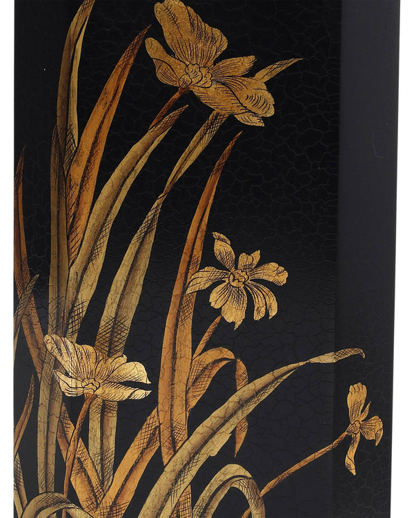 Currey & Company Glasshouse Tole Octagonal Iron Umbrella Stand with Hand Painted Gold Floral Motifs 1200-1064