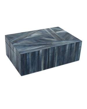 Currey & Company Winter Harvest Hand-Dyed Blue Straw Decorative Box Artisan Folk Accent Piece 1200-1067
