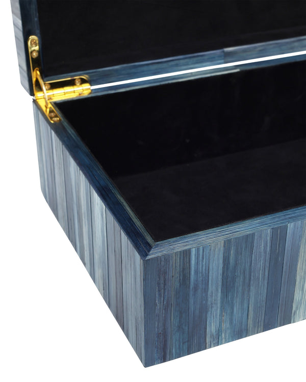 Currey & Company Winter Harvest Hand-Dyed Blue Straw Decorative Box Artisan Folk Accent Piece 1200-1067