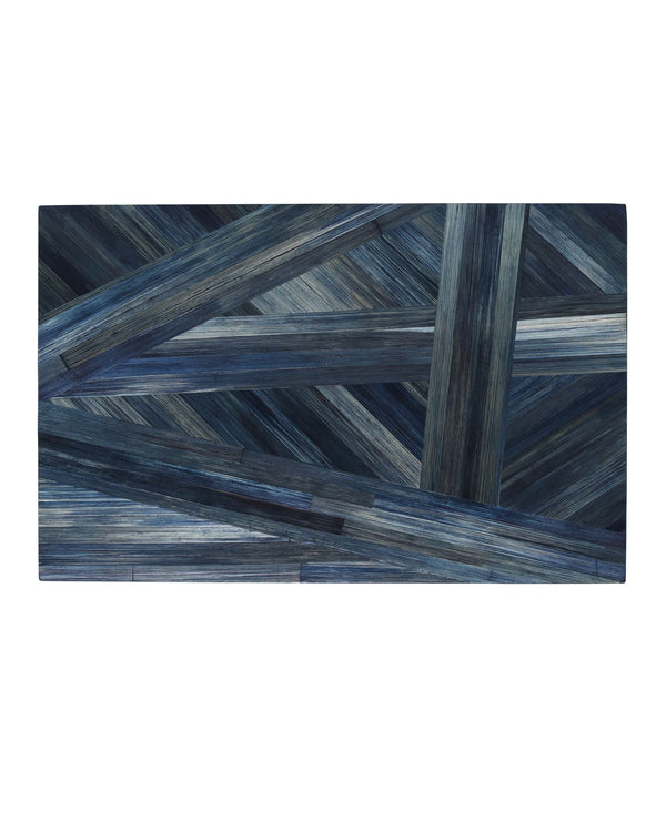 Currey & Company Winter Harvest Hand-Dyed Blue Straw Decorative Box Artisan Folk Accent Piece 1200-1067