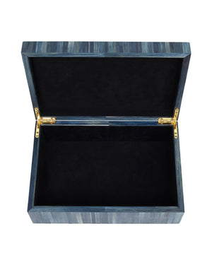 Currey & Company Winter Harvest Hand-Dyed Blue Straw Decorative Box Artisan Folk Accent Piece 1200-1067
