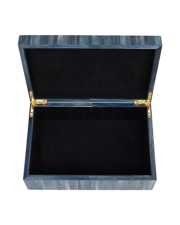 Currey & Company Winter Harvest Hand-Dyed Blue Straw Decorative Box Artisan Folk Accent Piece 1200-1067