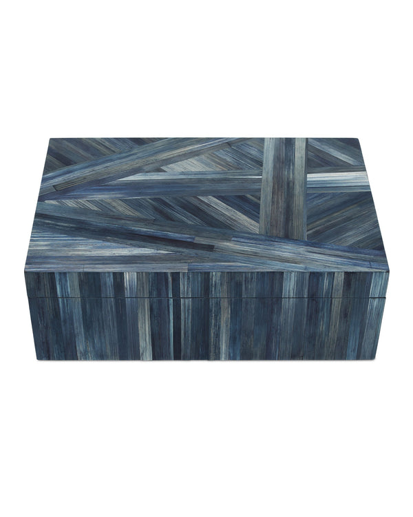 Currey & Company Winter Harvest Hand-Dyed Blue Straw Decorative Box Artisan Folk Accent Piece 1200-1067