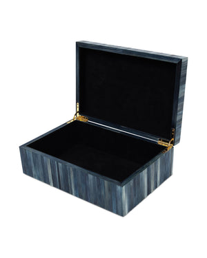 Currey & Company Winter Harvest Hand-Dyed Blue Straw Decorative Box Artisan Folk Accent Piece 1200-1067