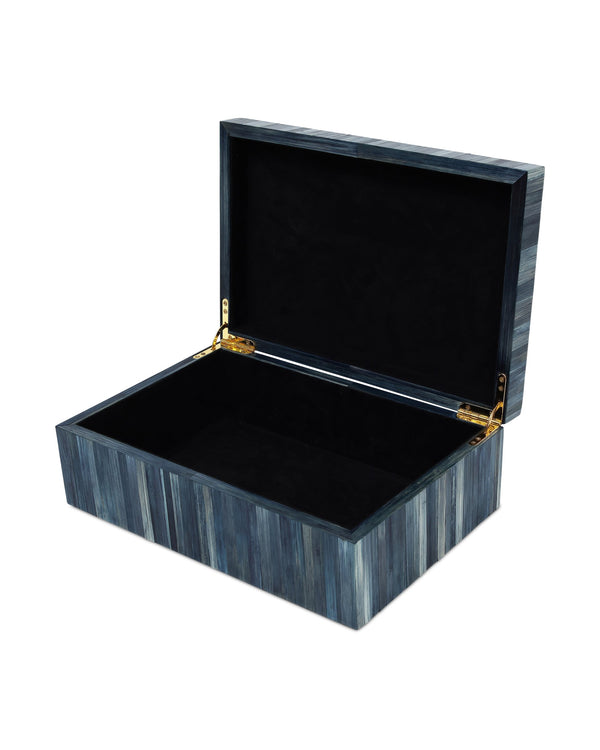 Currey & Company Winter Harvest Hand-Dyed Blue Straw Decorative Box Artisan Folk Accent Piece 1200-1067