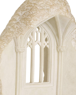 Currey & Company Architectural Gothic Portico Wall Sculpture Hand Finished Bas Relief for Classic Interiors Antique White 14.75"h x 10.5"w x 5"d 1200-1072