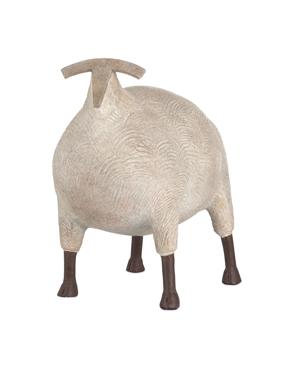 Currey & Company Ancient Ram Sculpture Modernist Beige Composite Tabletop Accent for Mantel or Shelf 1200-1073
