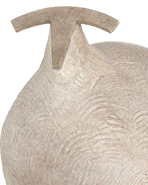 Currey & Company Ancient Ram Sculpture Modernist Beige Composite Tabletop Accent for Mantel or Shelf 1200-1073