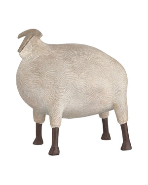 Currey & Company Ancient Ram Sculpture Modernist Beige Composite Tabletop Accent for Mantel or Shelf 1200-1073