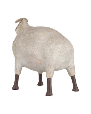 Currey & Company Ancient Ram Sculpture Modernist Beige Composite Tabletop Accent for Mantel or Shelf 1200-1073