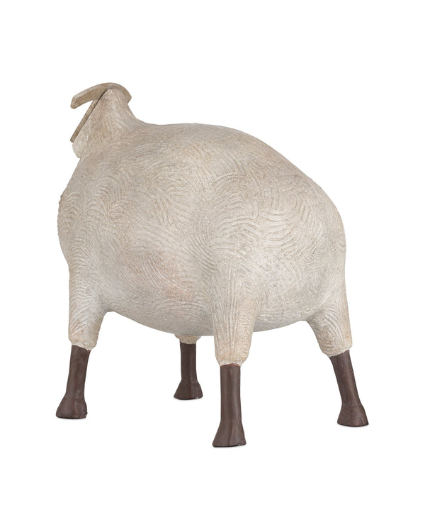 Currey & Company Ancient Ram Sculpture Modernist Beige Composite Tabletop Accent for Mantel or Shelf 1200-1073