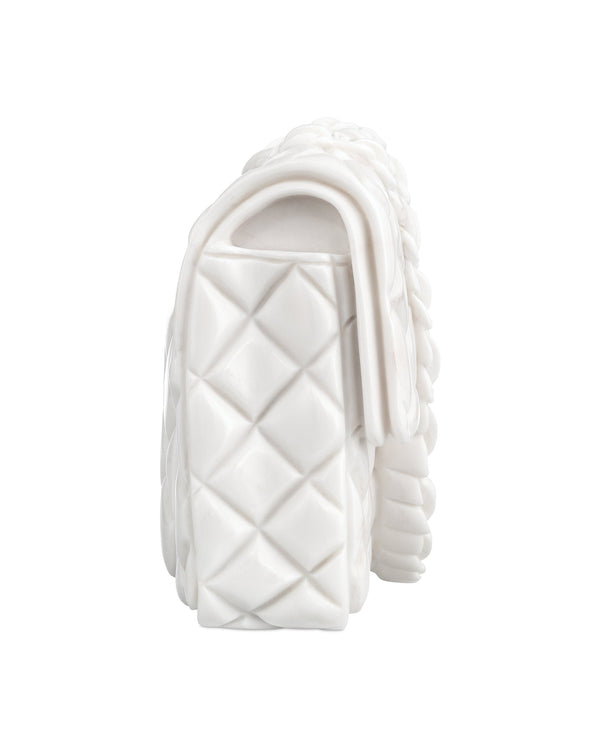 Currey & Company The Marble Handbag Sculpture Hand Carved Solid Stone Couture Accent for Shelf or Console 1200-1077