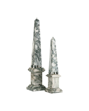 Currey & Company Sorority French Inspired Solid Marble Obelisk Sculptural Accent for Mantel or Console Large 1200-1079