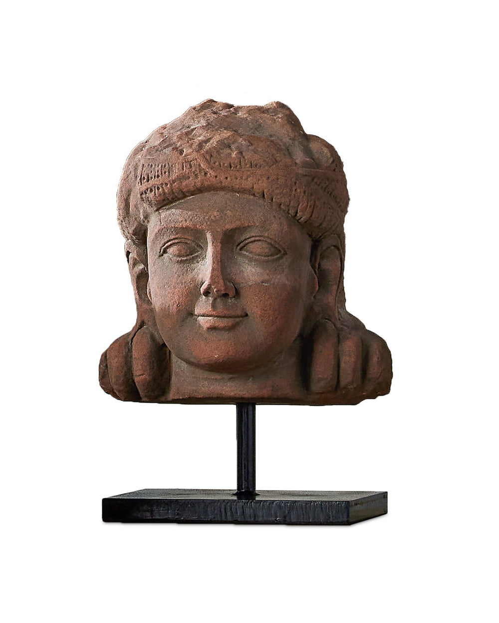Currey & Company Mathura Green Stone Bodhisattva Head on Antique Brass Stand Global Decor 1200-1080