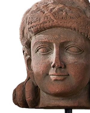 Currey & Company Mathura Green Stone Bodhisattva Head on Antique Brass Stand Global Decor 1200-1080