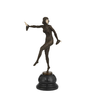 Currey & Company Zanni Harlequin Sculpture Handcrafted Composite Figure on Stacked Black Marble Base 1200-1081