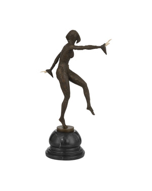 Currey & Company Zanni Harlequin Sculpture Handcrafted Composite Figure on Stacked Black Marble Base 1200-1081