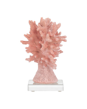 Currey & Company Fire Coral Reef Sculpture Set Coastal Accent Pieces on Clear Acrylic Bases 1200-1082