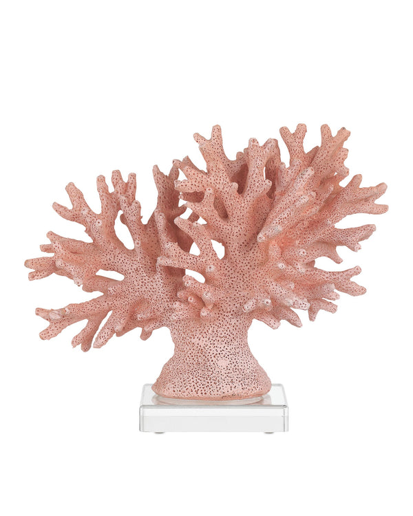 Currey & Company Fire Coral Reef Sculpture Set Coastal Accent Pieces on Clear Acrylic Bases 1200-1082