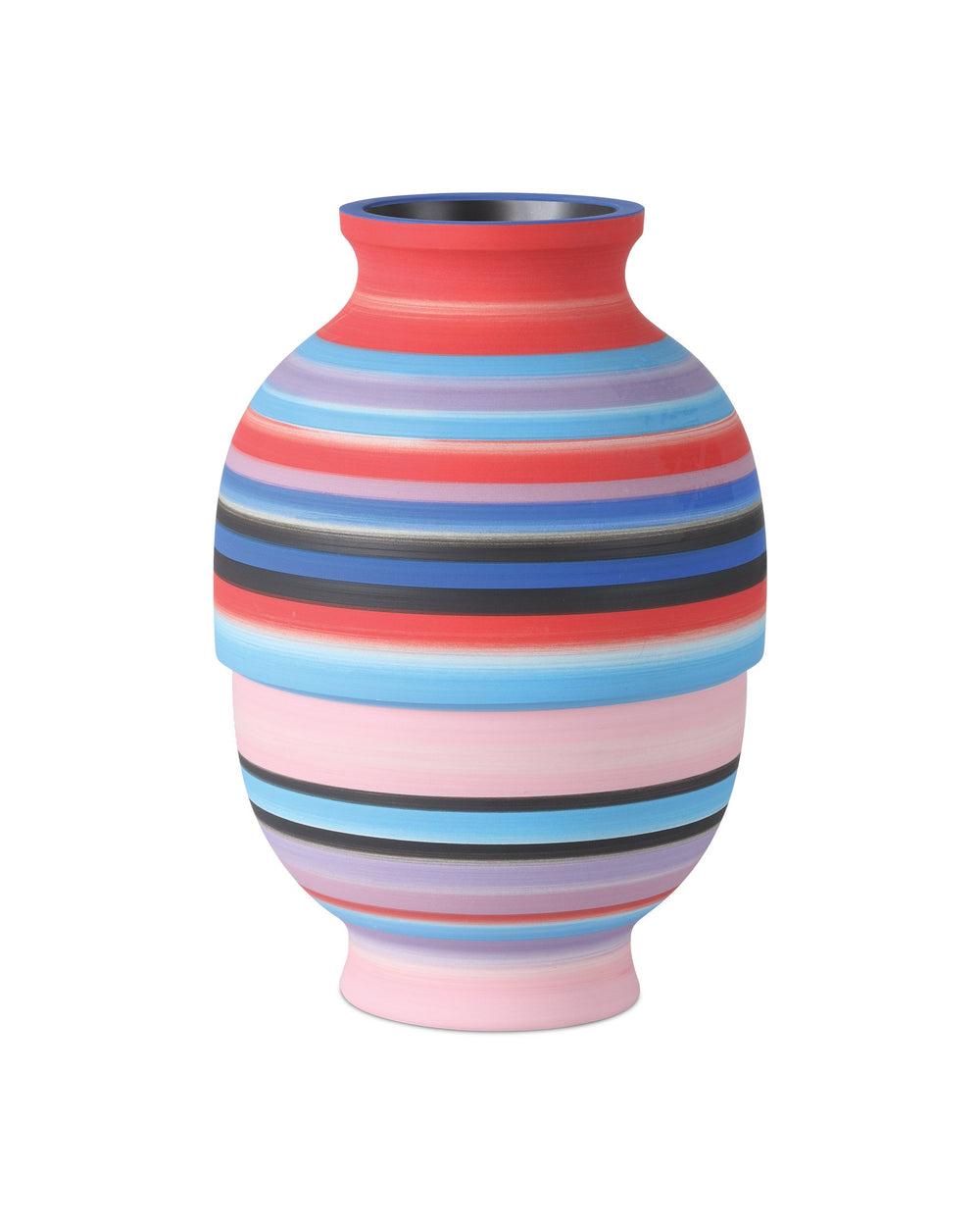 Currey & Company Happy Hand Thrown Porcelain Vase with Bold Retro Striations for Shelves and Consoles 1200-1096