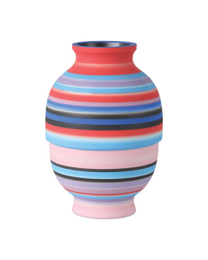 Currey & Company Happy Hand Thrown Porcelain Vase with Bold Retro Striations for Shelves and Consoles 1200-1096