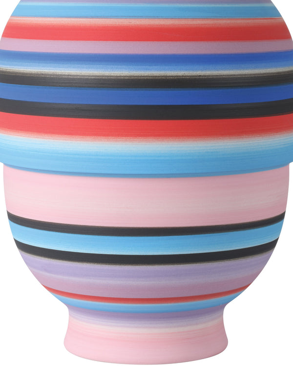Currey & Company Happy Hand Thrown Porcelain Vase with Bold Retro Striations for Shelves and Consoles 1200-1096