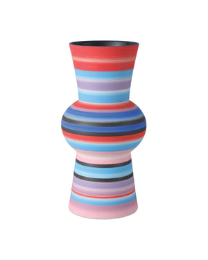 Currey & Company Happy Hand-Thrown Porcelain Accent Vase Bold Retro Striped Artisan Ceramic Decor Piece 1200-1097