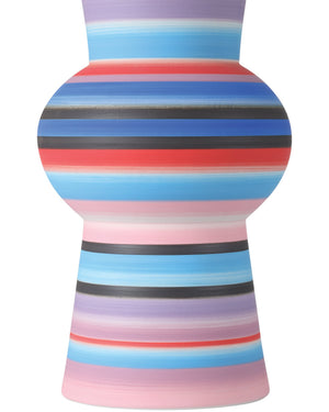 Currey & Company Happy Hand-Thrown Porcelain Accent Vase Bold Retro Striped Artisan Ceramic Decor Piece 1200-1097