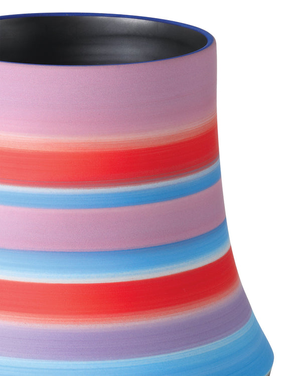 Currey & Company Happy 80S Hand Thrown Porcelain Vase with Bold Swirling Striation Art Decor Accent 1200-1098